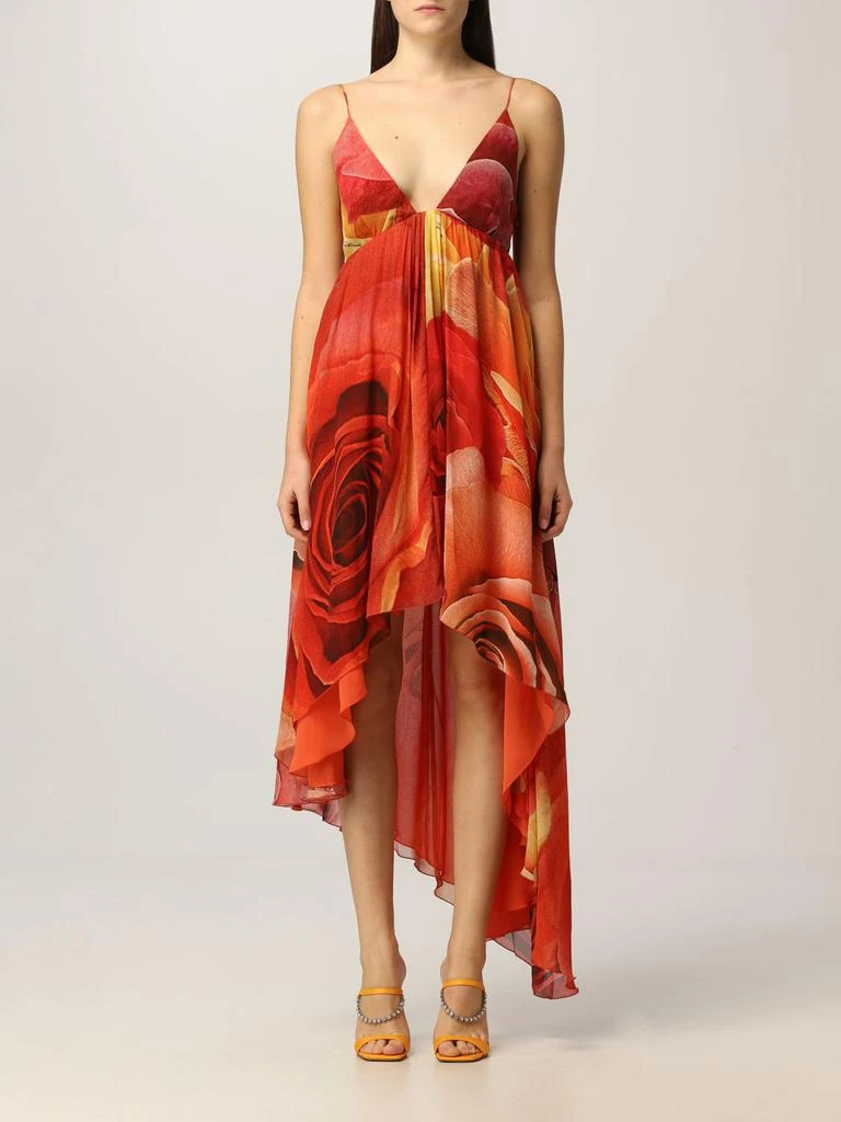 商品Just Cavalli|Just Cavalli viscose dress with rose print,价格¥2403,第1张图片