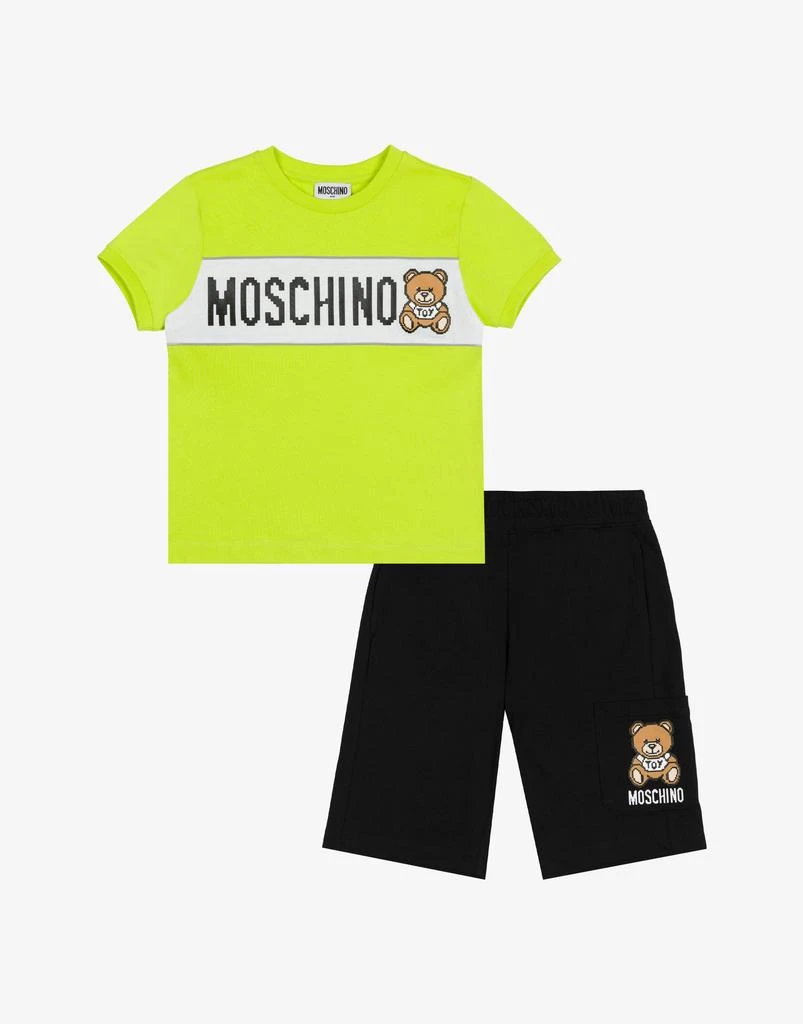 商品Moschino|Pixelated Teddy Bear T-shirt And Bermuda Shorts Set,价格¥1595,第1张图片