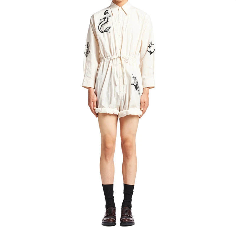 商品Prada|【预售3-7天】普拉达 22年早春 男士象牙色印花棉质连体短裤SC567_10HO_F0304_S_221,价格¥16691,第4张图片详细描述