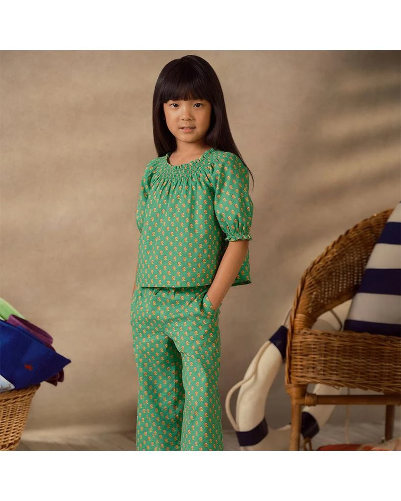商品Ralph Lauren|Girls' Floral Smocked Cotton Top & Pant Set - Little Kid, Big Kid,价格¥431,第3张图片详细描述