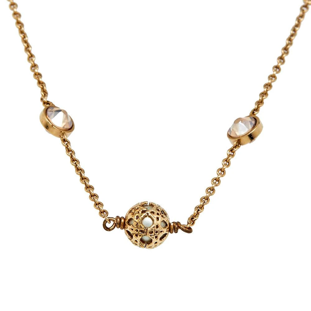 商品[二手商品] Dior|Dior Cannage Faux Pearl Crystal Gold Tone Station Necklace,价格¥1501,第1张图片