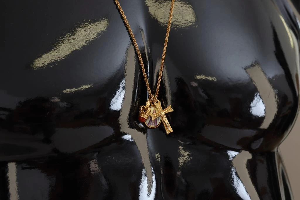 商品Dolce & Gabbana|Dolce & Gabbana Gold Brass Chain Religious Cross Pendant Charm Necklace,价格¥1760,第3张图片详细描述