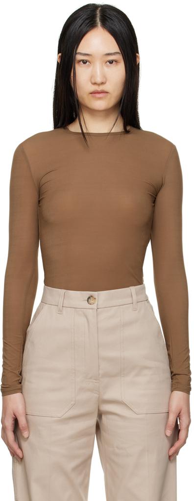 Brown Gazza Long Sleeve T-Shirt商品第1张图片规格展示