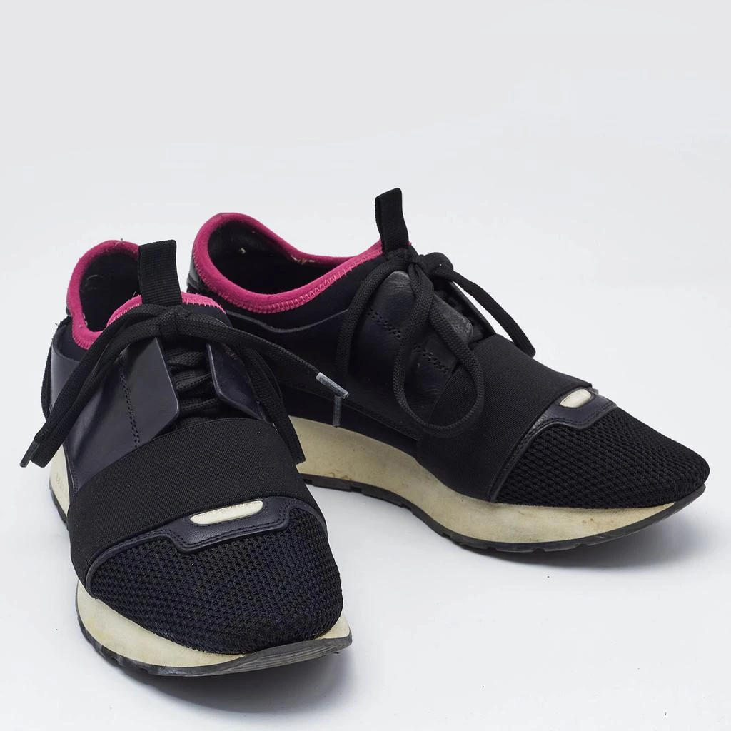 商品[二手商品] Balenciaga|Balenciaga Black Fabric and Leather Race Runner Lace Up Sneakers Size 37,价格¥2896,第4张图片详细描述
