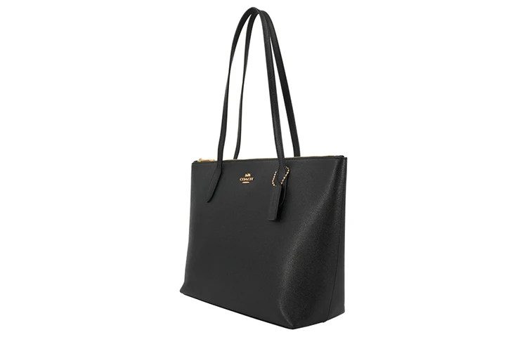 商品[国内直发] Coach|蔻驰 Zip Top Tote 30 纯色简约 皮革 托特包Tote包购物袋手提单肩包 大号 女款 纯黑色,价格¥1594,第3张图片详细描述