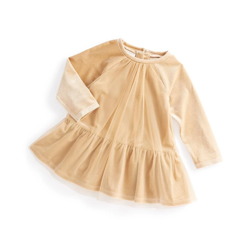 商品First Impressions|Baby Girls Short Sleeve Velour and Tulle Dress, Created for Macy's,价格¥105,第1张图片