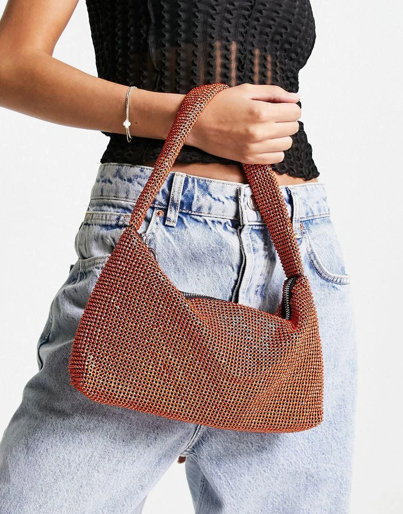商品Topshop|Topshop Sindy diamante bag in rust,价格¥282,第2张图片详细描述
