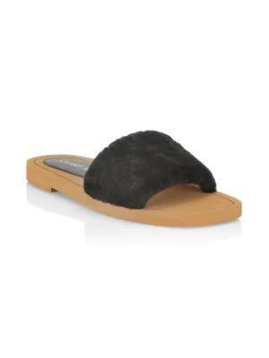 商品Stuart Weitzman|Women's Cammy Shearling-Strap Slide Sandals,价格¥1001,第4张图片详细描述