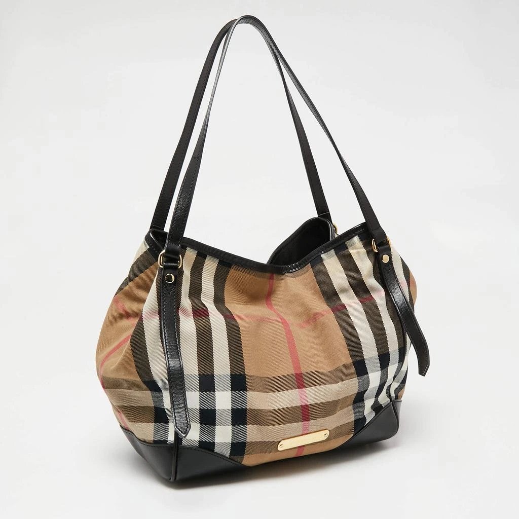 商品[二手商品] Burberry|Burberry Black/Beige House Check Canvas and Leather Small Canterbury Tote,价格¥2746,第3张图片详细描述