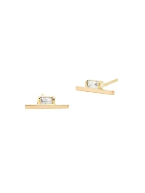 商品Zoe Chicco|Baguette 14K Yellow Gold &amp; Diamond Stud Earrings,价格¥4132,第1张图片