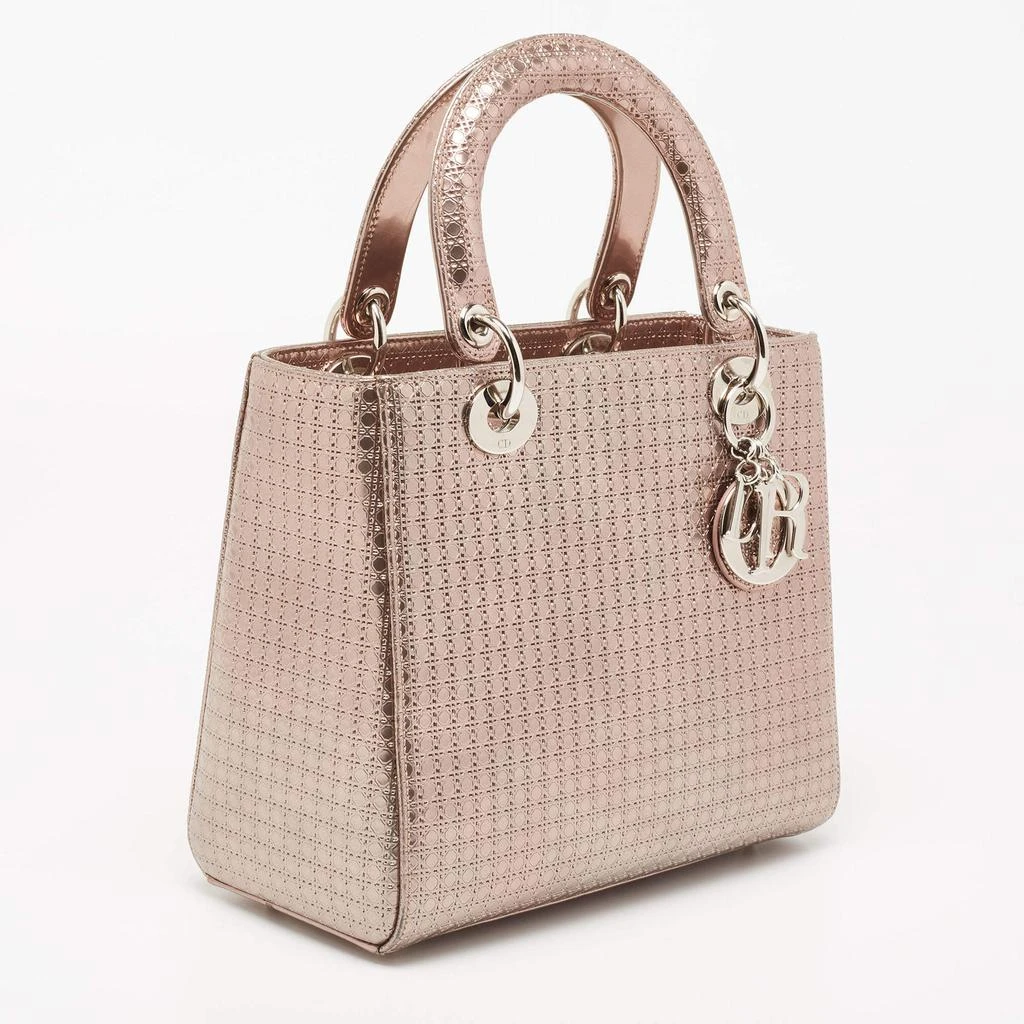 商品[二手商品] Dior|Dior Metallic Rose Gold Micro Cannage Laminated Leather Medium Lady Dior Tote,价格¥16263,第3张图片详细描述
