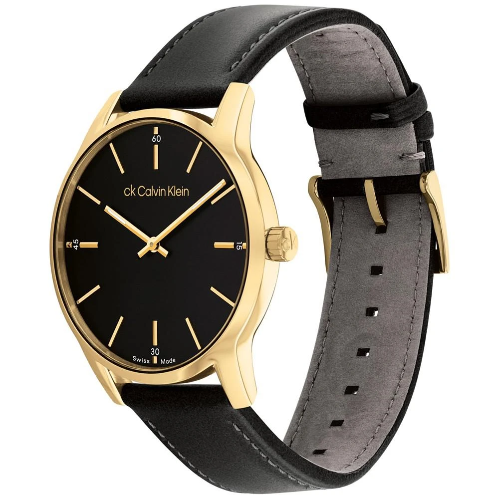 商品Calvin Klein|Men's Swiss Dressed Black Leather Strap Watch 40mm,价格¥1449,第2张图片详细描述