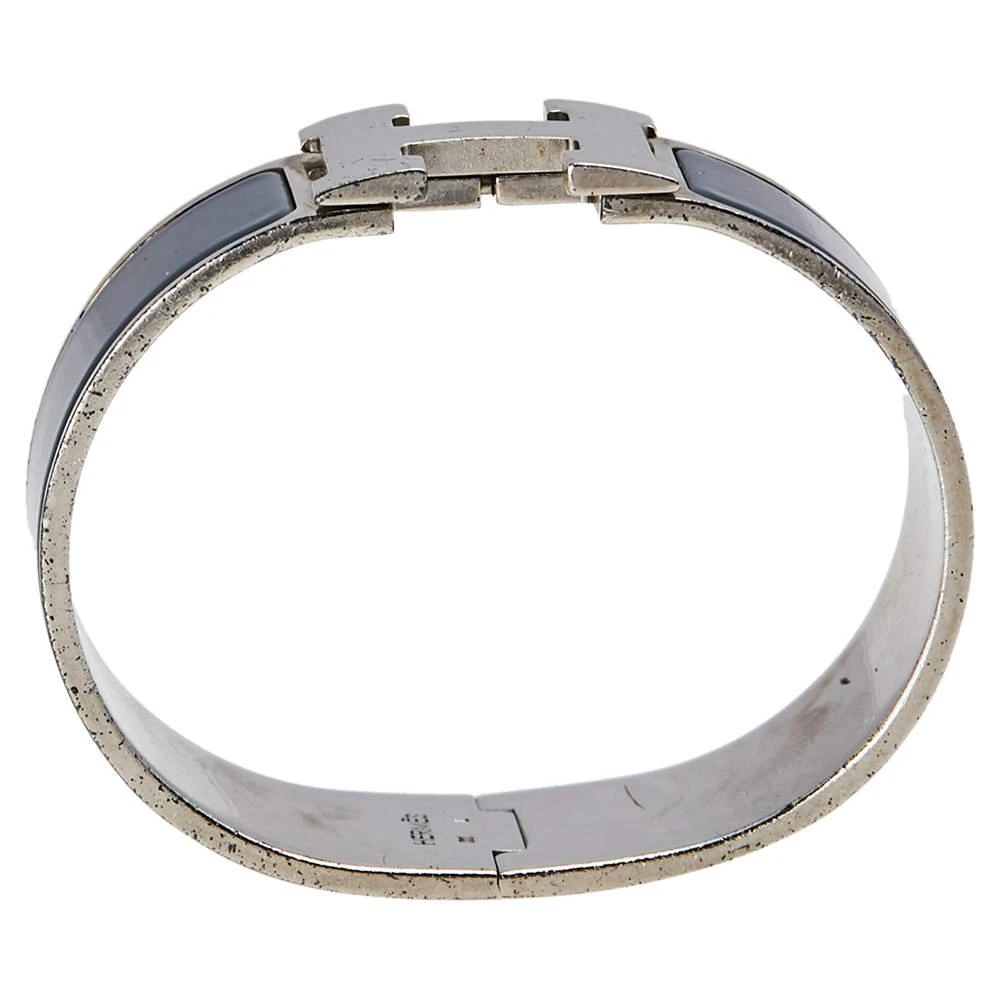 商品[二手商品] Hermes|Hermès Clic Clac H Grey Enamel Palladium Plated Wide Bracelet PM,价格¥3075,第4张图片详细描述