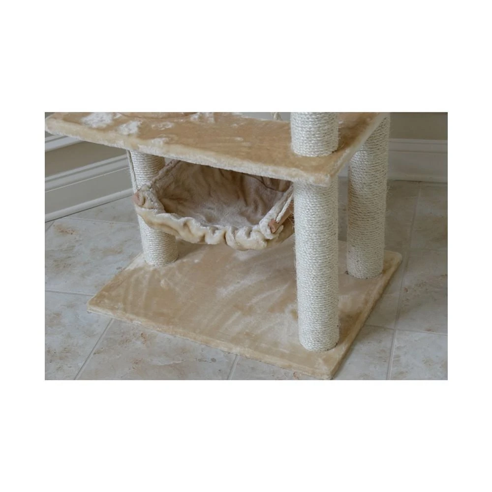 62" Real Wood Cat Tree & Hammock With Scratch Posts 商品