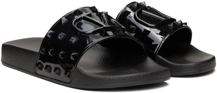 商品Valentino|Black Rubber Summer VLogo Slides,价格¥1553,第4张图片详细描述