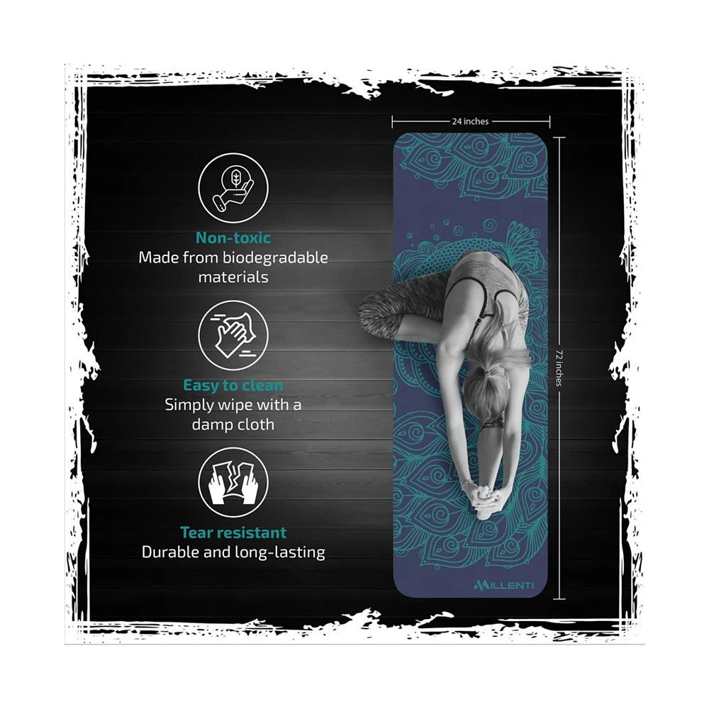 商品MILLENTI|Yoga Mat Gym Mats - 6 Millimeter Thick Type Texture Material, Premium-Design Print, Exercise Mat,价格¥730,第4张图片详细描述