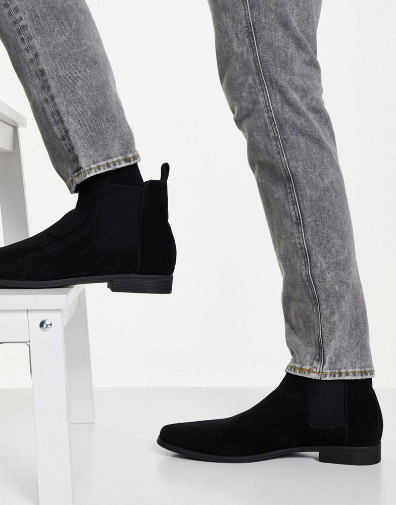 ASOS DESIGN chelsea boots in black faux suede商品第4张图片规格展示