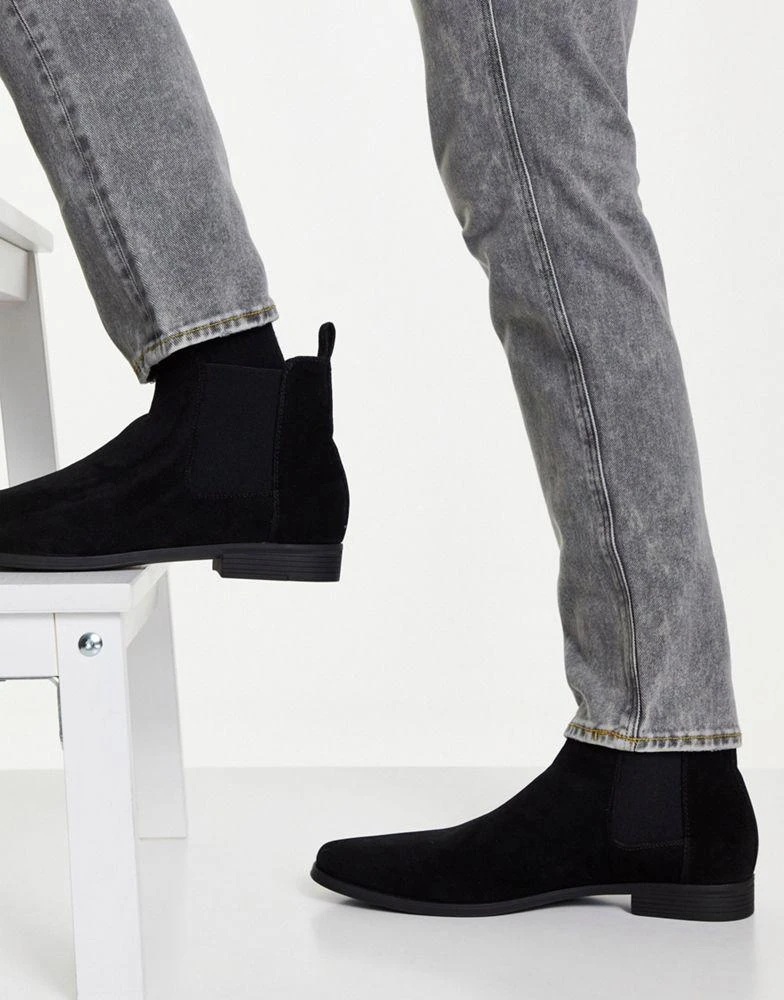 商品ASOS|ASOS DESIGN chelsea boots in black faux suede,价格¥186,第4张图片详细描述