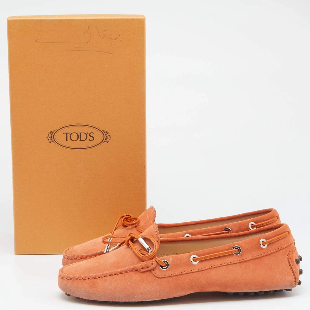 Tod's Orange Suede Bow Slip On Loafers Size 38 商品