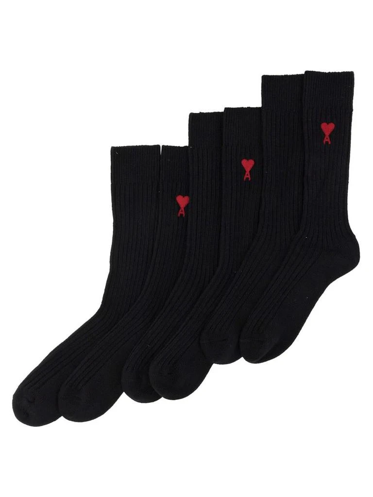 商品AMI|AMI PARIS SET OF THREE SOCKS WITH LOGO UNISEX,价格¥751,第1张图片