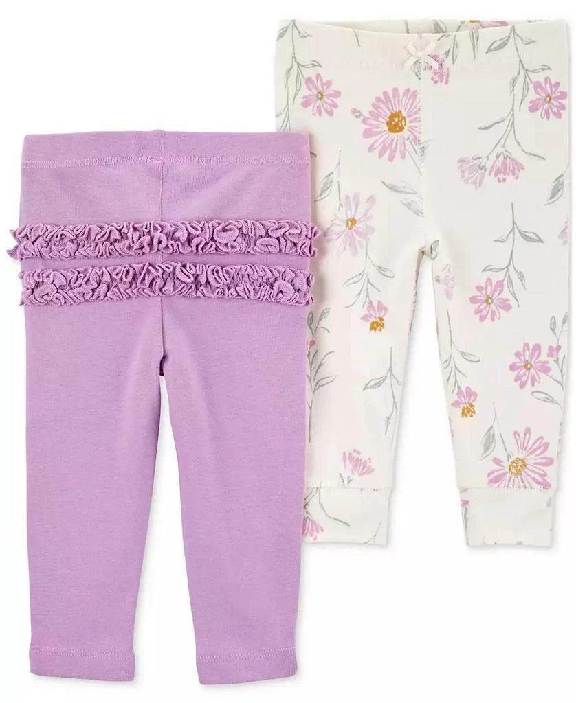 商品Carter's|Baby Girls 2 Pack Floral Pull On Pants,价格¥74,第1张图片
