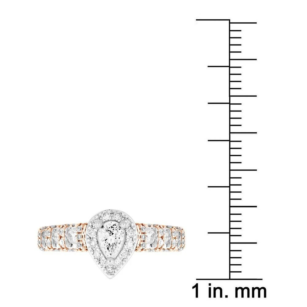 商品Macy's|Diamond Pear-Cut Halo Engagement Ring (1 ct. t.w.) in 14k Rose Gold,价格¥38868,第5张图片详细描述