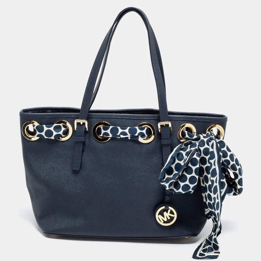 商品[二手商品] Michael Kors|MICHAEL Michael Kors Navy Blue Saffiano Leather Jet Set Scarf Tote,价格¥811,第1张图片