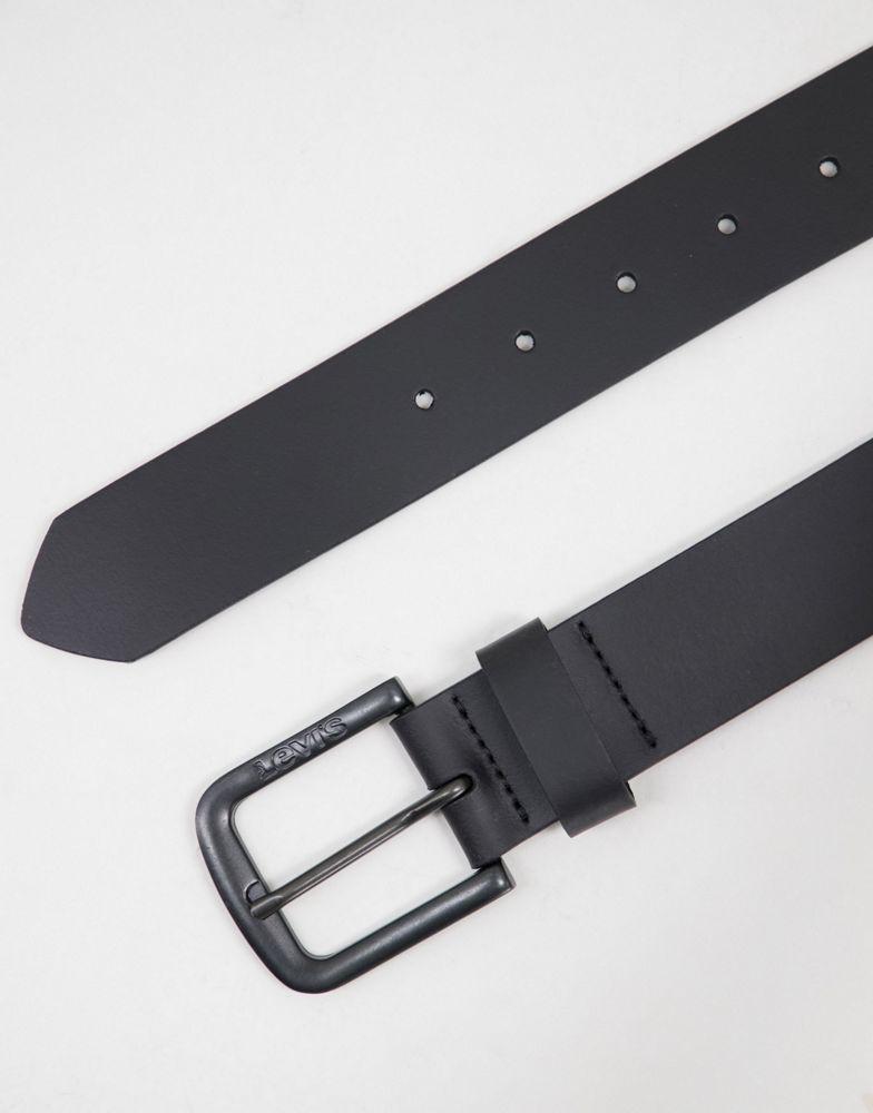 Levi's Seine metal leather belt in matter black商品第3张图片规格展示