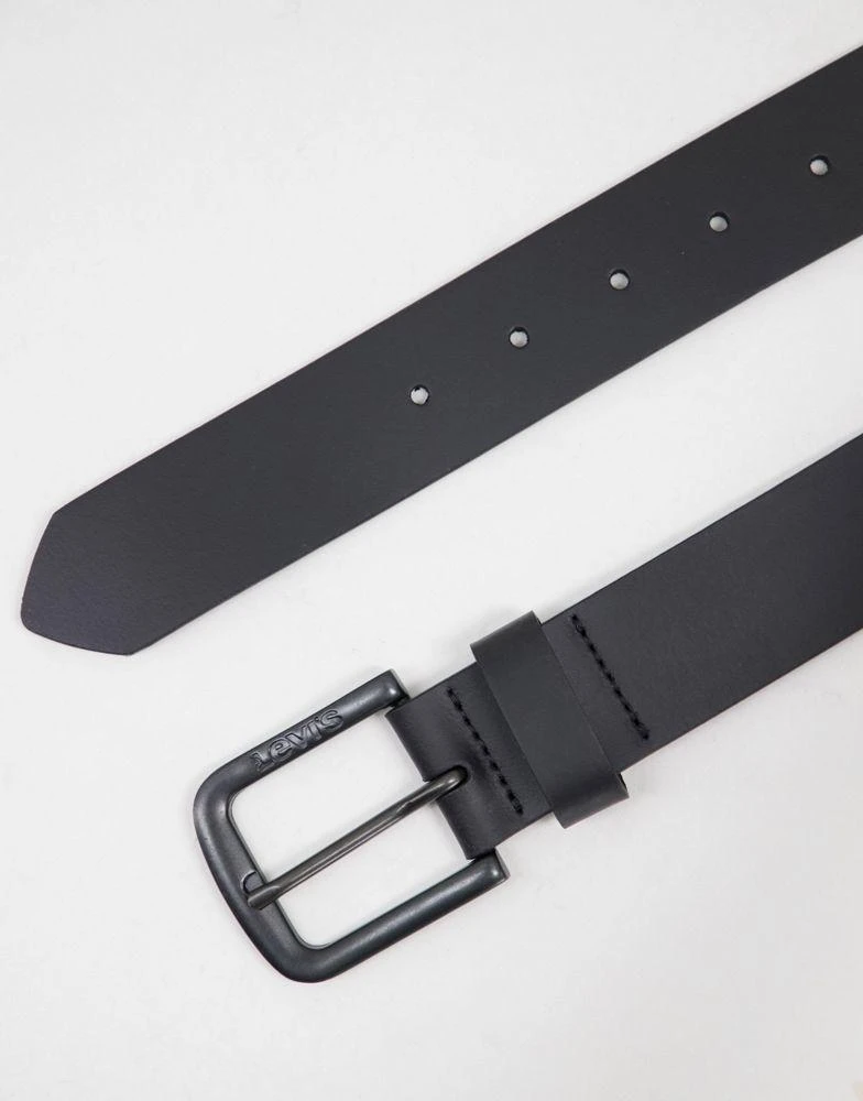 商品Levi's|Levi's Seine metal leather belt in matte black,价格¥311,第3张图片详细描述