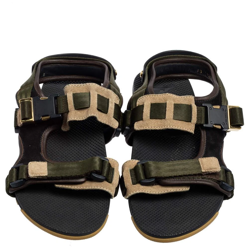 商品[二手商品] Louis Vuitton|Louis Vuitton Green/Black Suede and Fabric Velcro Sandals Size 42,价格¥2829,第3张图片详细描述