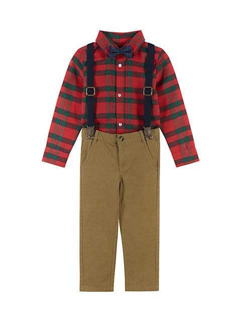 Little Boy's Flannel Shirt, Suspenders & Pants 3-Piece Set商品第1张图片规格展示