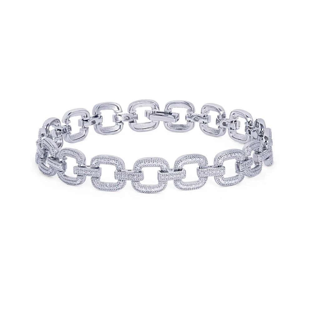 商品Macy's|Diamond Accent Square Link Bracelet in Silver Plate,价格¥745,第1张图片
