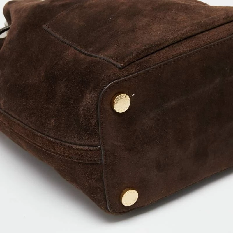 Michael Kors Dark Brown Suede and Leather Greenwich Bucket Bag 商品