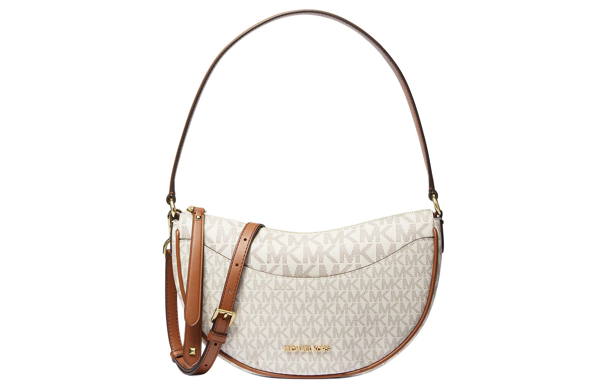 商品[国内直发] Michael Kors|迈克高仕 MK Dover 品牌Logo标志 涂层帆布拼聚酯纤维拼聚氨酯 手提单肩斜挎包 中号 女款 香草白色,价格¥1102,第1张图片
