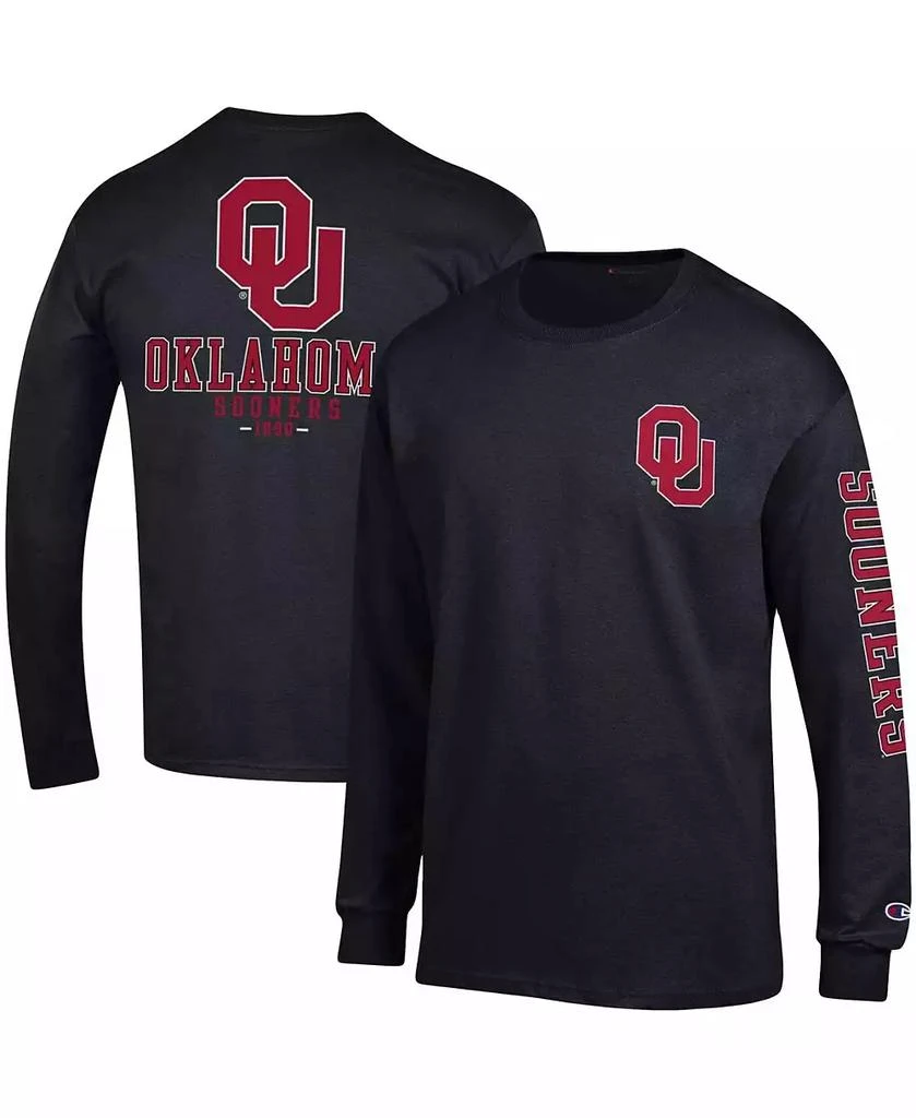 商品CHAMPION|Men's Black Oklahoma Sooners Team Stack Long Sleeve T-shirt,价格¥225,第1张图片