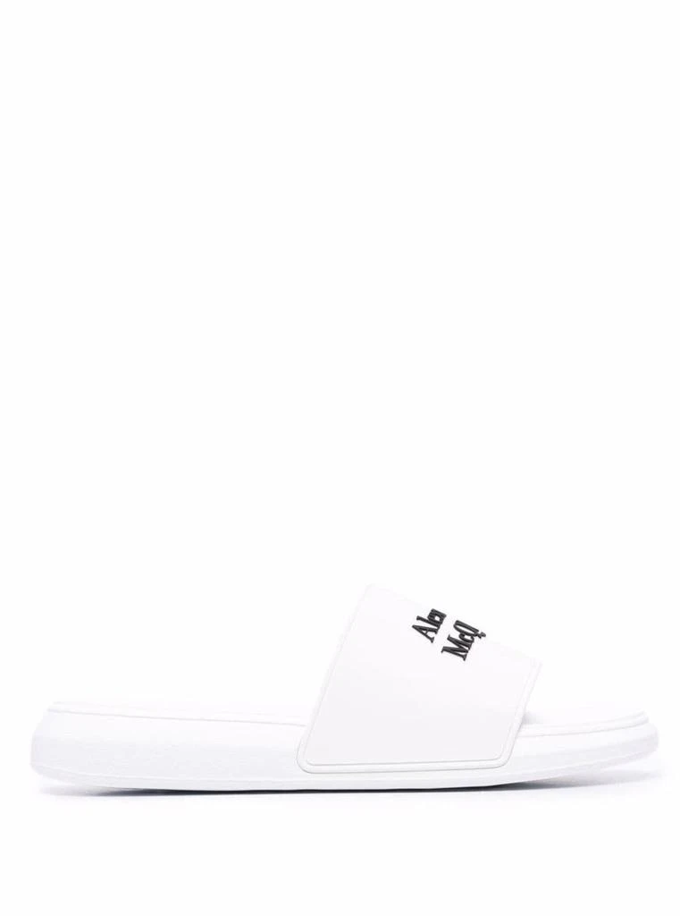 商品Alexander McQueen|White Logo Pool Slides in Rubber,价格¥1933,第1张图片