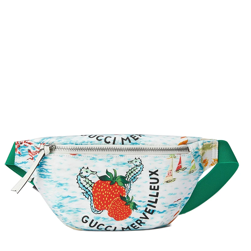 GUCCI/古驰 儿童款绿色尼龙水果主题印花白色皮革饰边腰包‎502095URIAN4352 商品