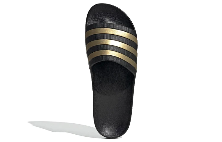 商品[国内直发] Adidas|adidas Adilette Aqua 外穿 一体成型 休闲 橡胶底 ��防滑一字拖鞋 男女同款 黑金,价格¥196,第6张图片详细描述