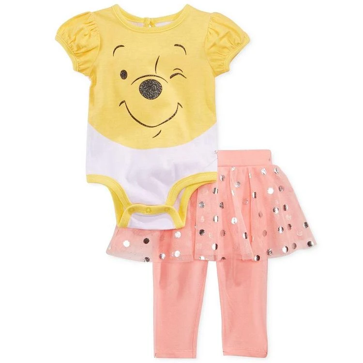 商品Disney|Nannette 2-Pc. Winnie The Pooh Bodysuit & Skirted Leggings Set, Baby Girls (0-24 months),价格¥72,第1张图片