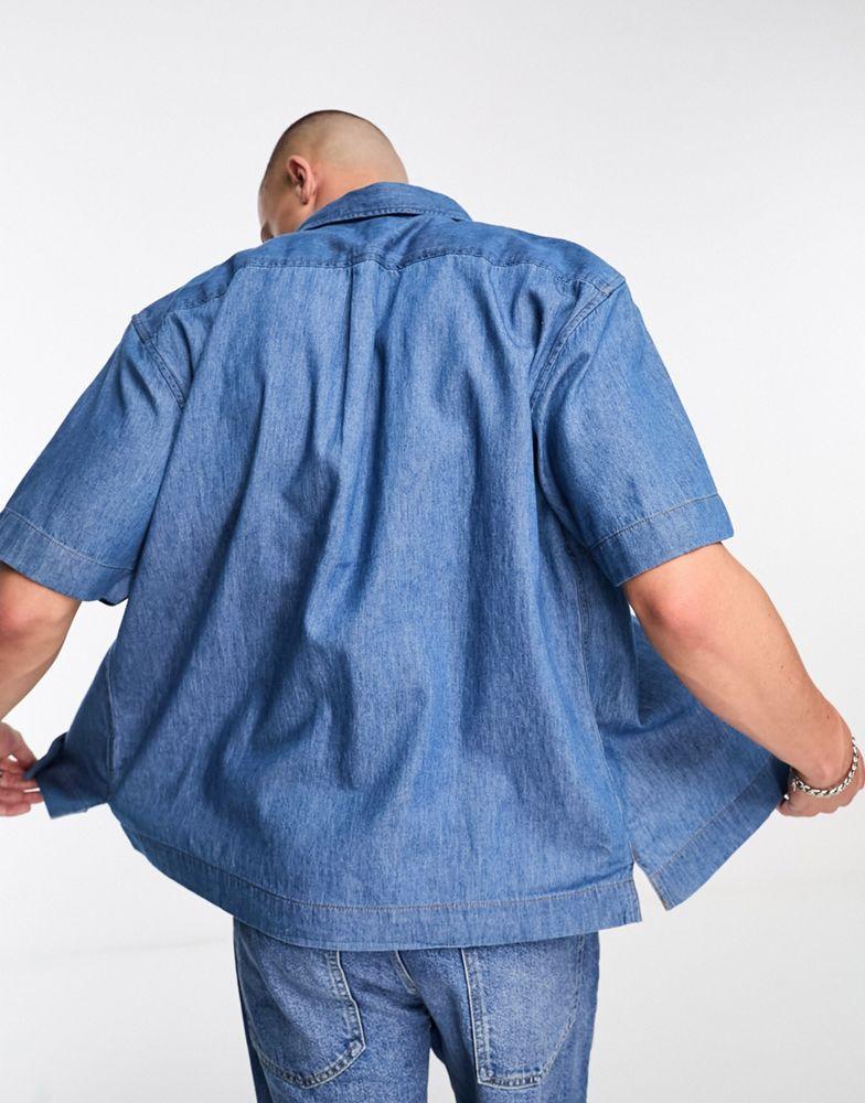 Wrangler short sleeve shirt in blue商品第3张图片规格展示