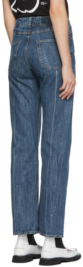 Blue Linear Cut Straight-Leg Jeans商品第3张图片规格展示