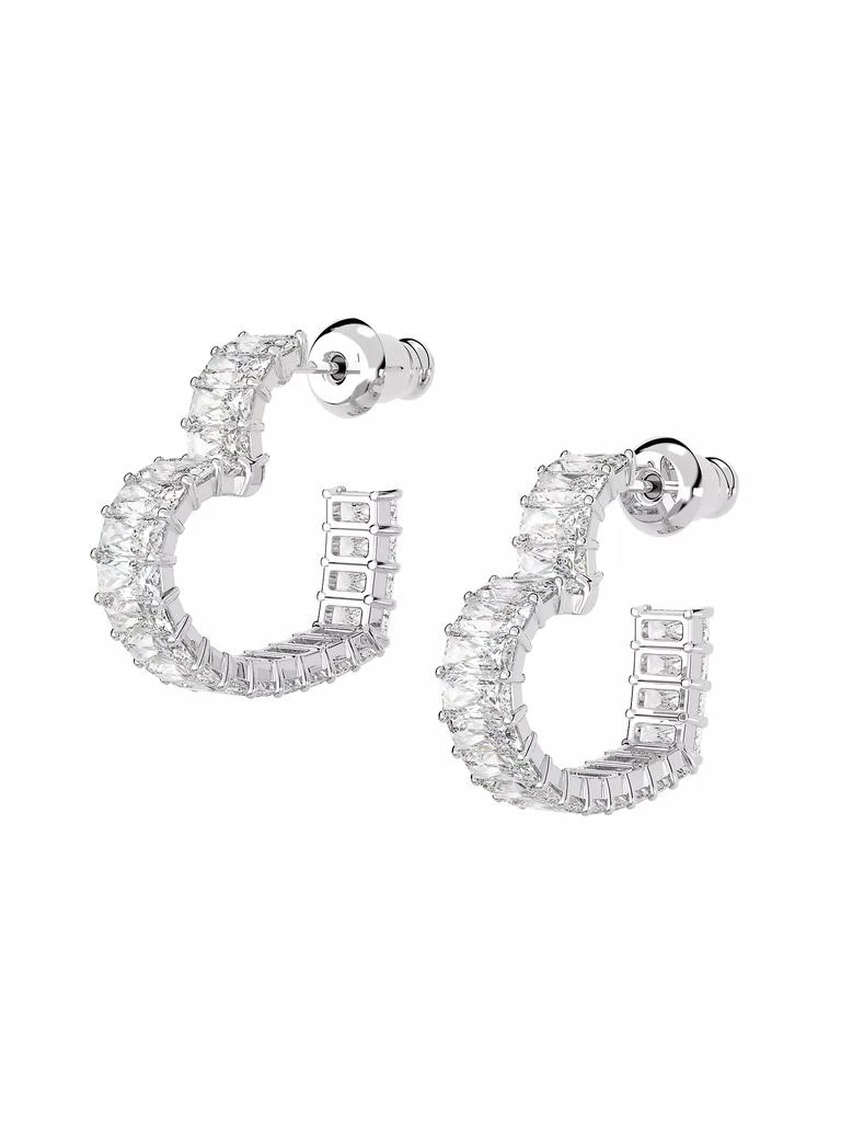 商品Swarovski|Matrix Rhodium-Plated & Crystal Small Heart Hoop Earrings,价格¥888,第2张图片详细描述