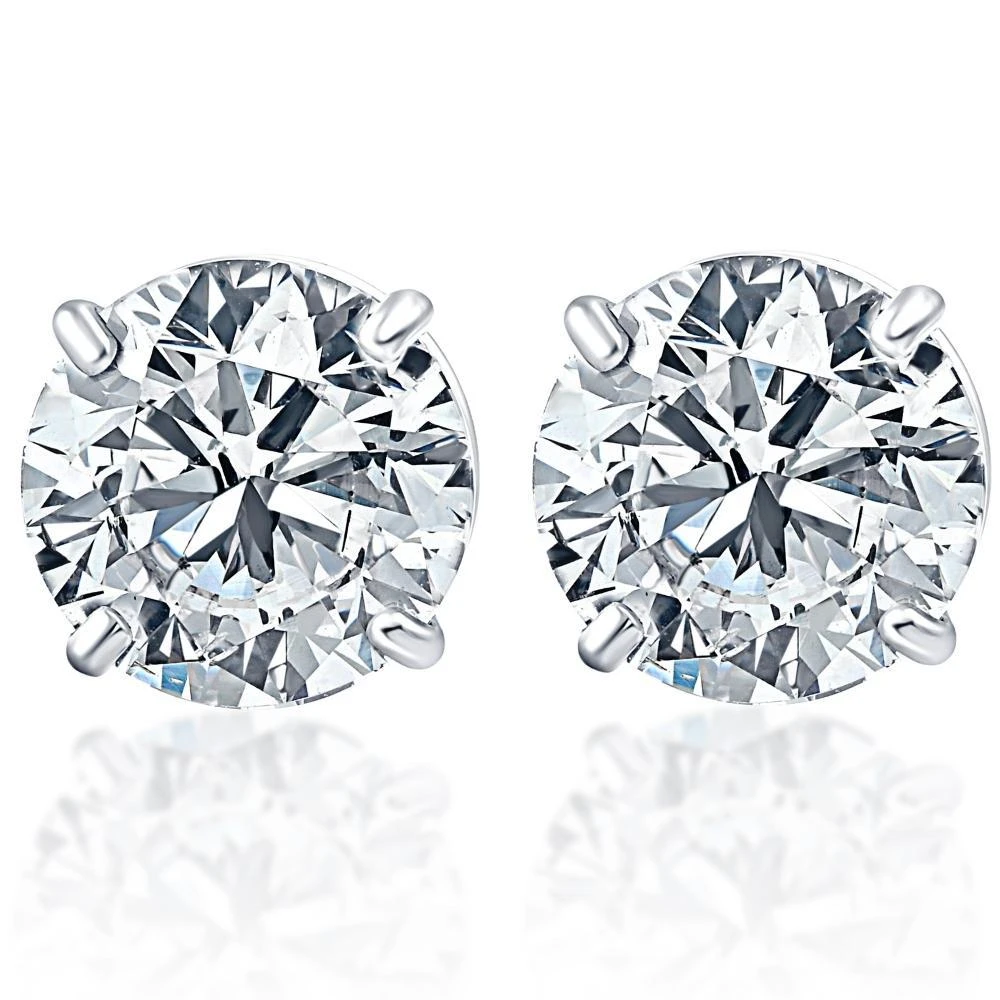 商品Pompeii3|.20Ct Round Brilliant Cut Natural Quality VS2-SI1 Diamond Stud Earrings in 14K Gold Basket Setting,价格¥2173,第4张图片详细描述