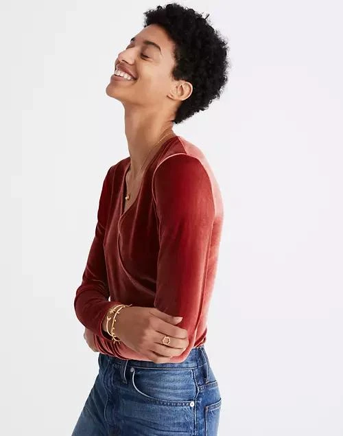 商品Madewell|Velvet Wrap Bodysuit,价格¥238,第3张图片详细描述