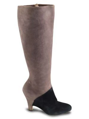 商品[二手商品] Salvatore Ferragamo|Ecru Suede Boots Two-Tone Knee High Boots,价格¥2680,第1张图片