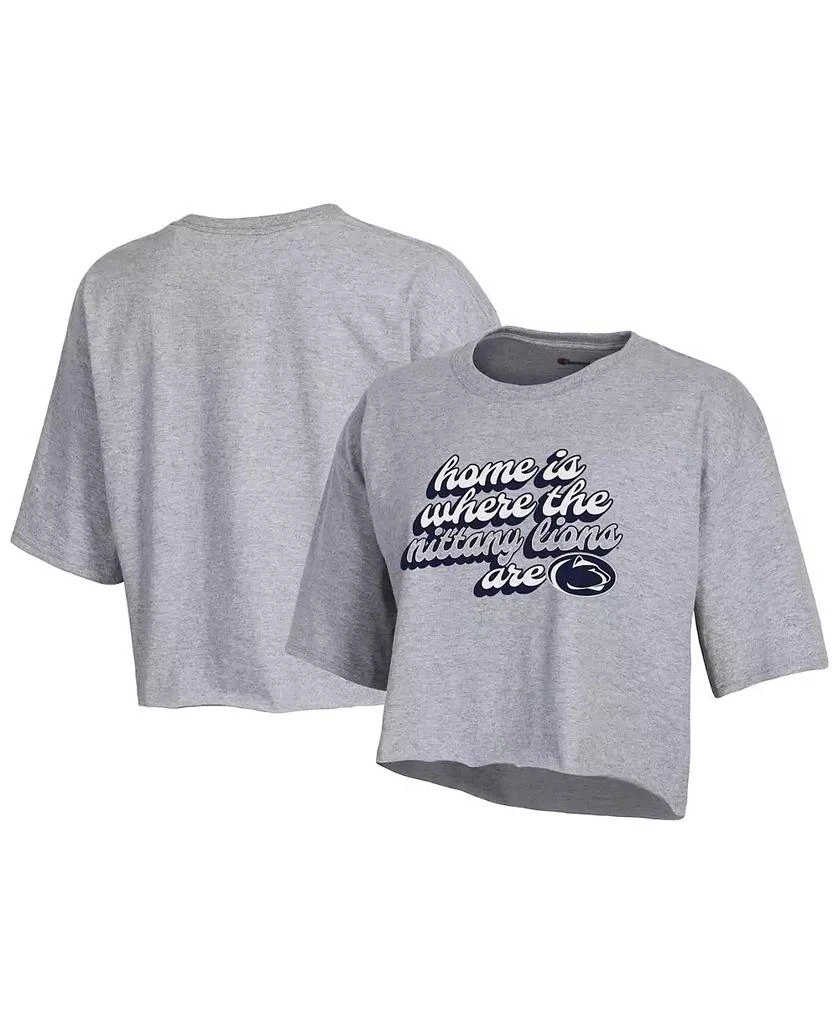 商品CHAMPION|Women's Gray Penn State Nittany Lions Boyfriend Cropped T-shirt,价格¥225,第1张图片