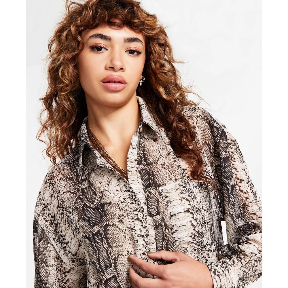 商品Bar III|Women's Long-Sleeve Chiffon Button-Up Shirt, Created for Macy's,价格¥67,第3张图片详细描述