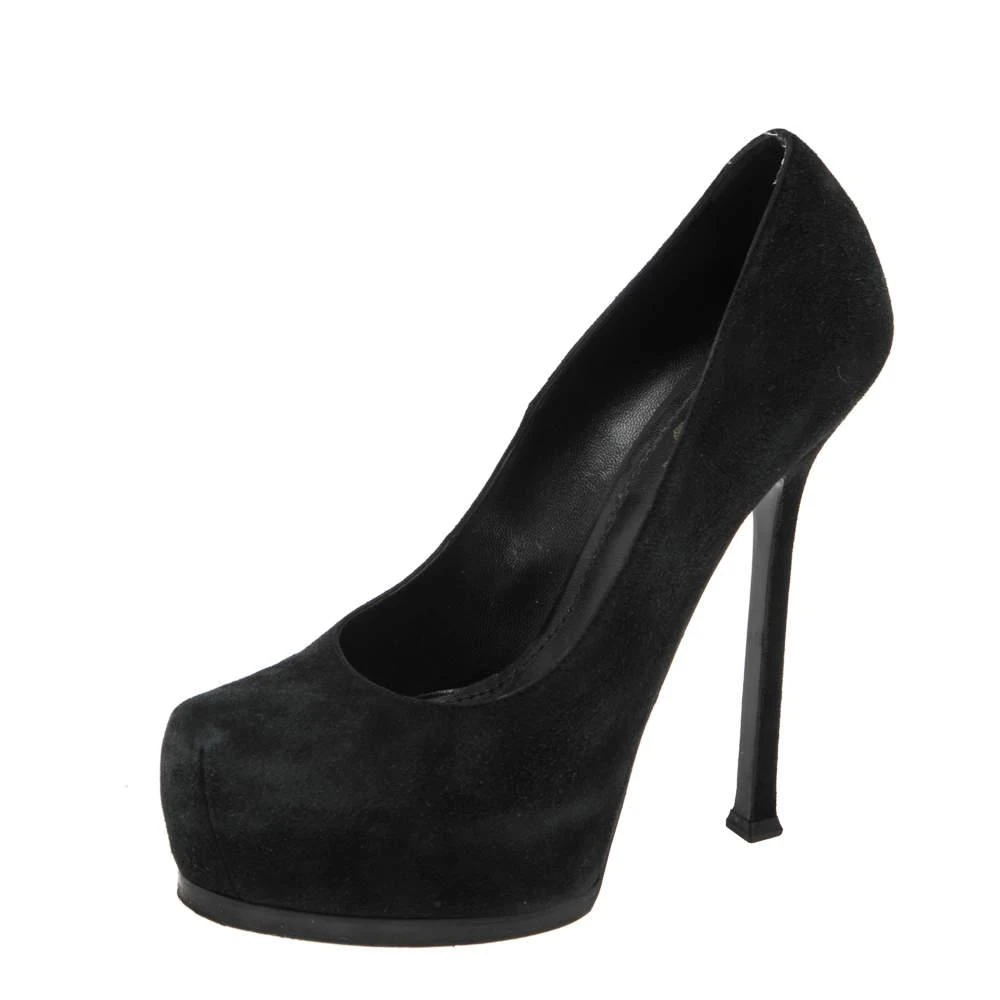 商品[二手商品] Yves Saint Laurent|Saint Laurent Paris Black Leather Tribtoo Platform Pumps Size 37.5,价格¥1079,第1张图片
