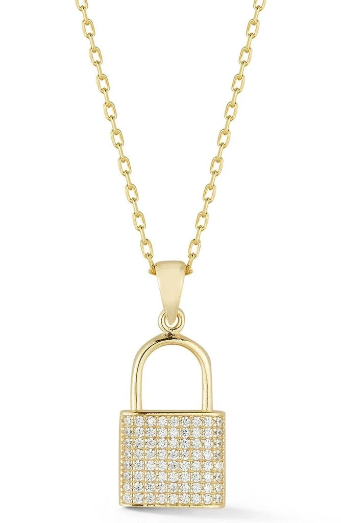商品GLAZE JEWELRY|Yellow Gold Vermeil Pave CZ Padlock Pendant Necklace,价格¥388,第1张图片