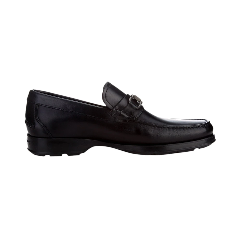 商品Salvatore Ferragamo|SALVATORE FERRAGAMO 男款黑色牛皮平底休闲鞋  0512707,价格¥2517,第1张图片